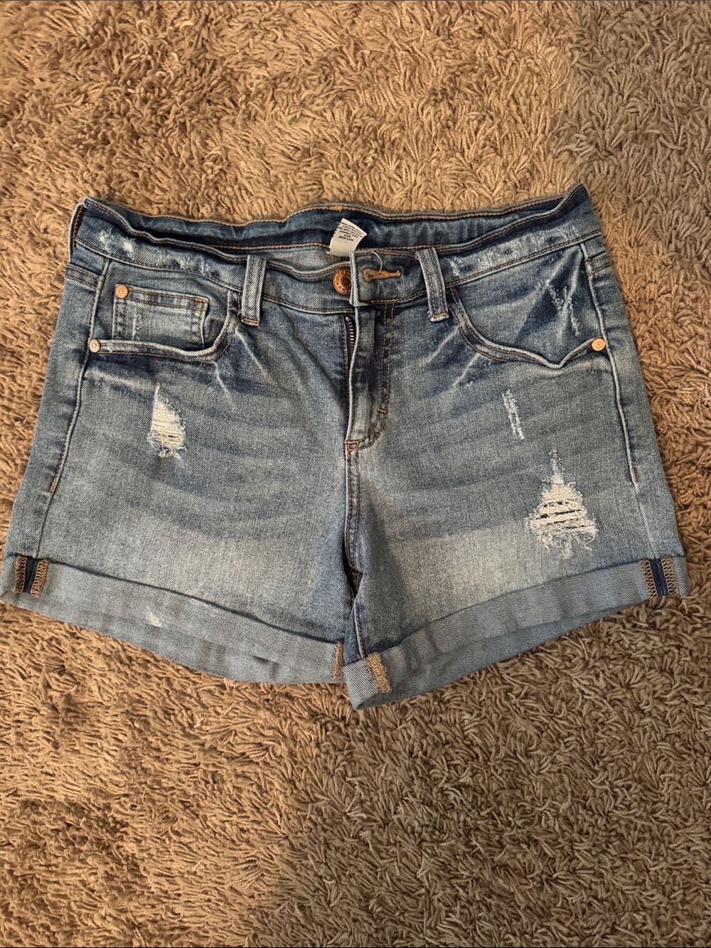Women’s Distressed Denim Shorts - Light Blue